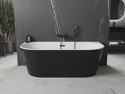 Mexen Oval voľne stojaca priestranná vaňa 160 x 80 cm, biela/čierna, prepad čierny - 52671608075-70