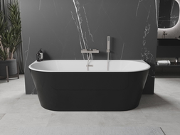 Mexen Oval voľne stojaca vaňa príčna 160 x 80 cm, biela/čierna, prepad brúsený nikel - 52671608075-97