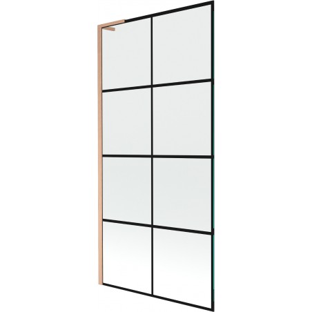 Mexen Next L sprchová zástena 1-dverová 90 x 150 cm, čierny vzor, brúsená meď - 895-090-000-03-77-65