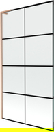 Mexen Next L vaňová zástena 1-dielna 100 x 150 cm, čierny vzor, brúsená meď - 895-100-000-03-77-65