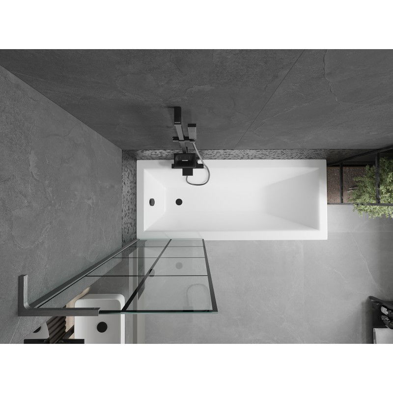 Mexen Next L vanová obrazovka 1-krídlová 60 x 150 cm, čierna mriežka, gun gray kartáčovaný - 895-060-000-03-77-66