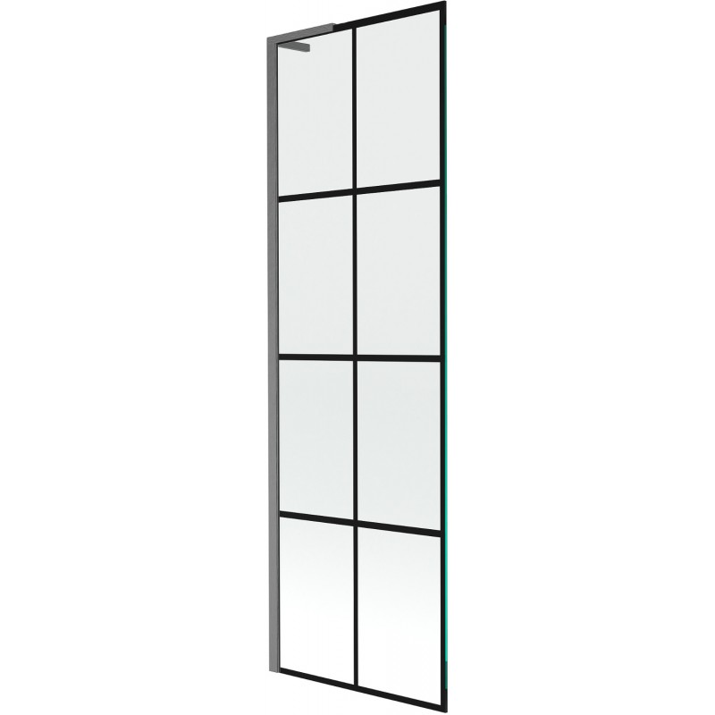 Mexen Next L paraván na vaňu 1-dielny 60 x 150 cm, čierny vzor, brúsená gun gray - 895-060-000-03-77-66