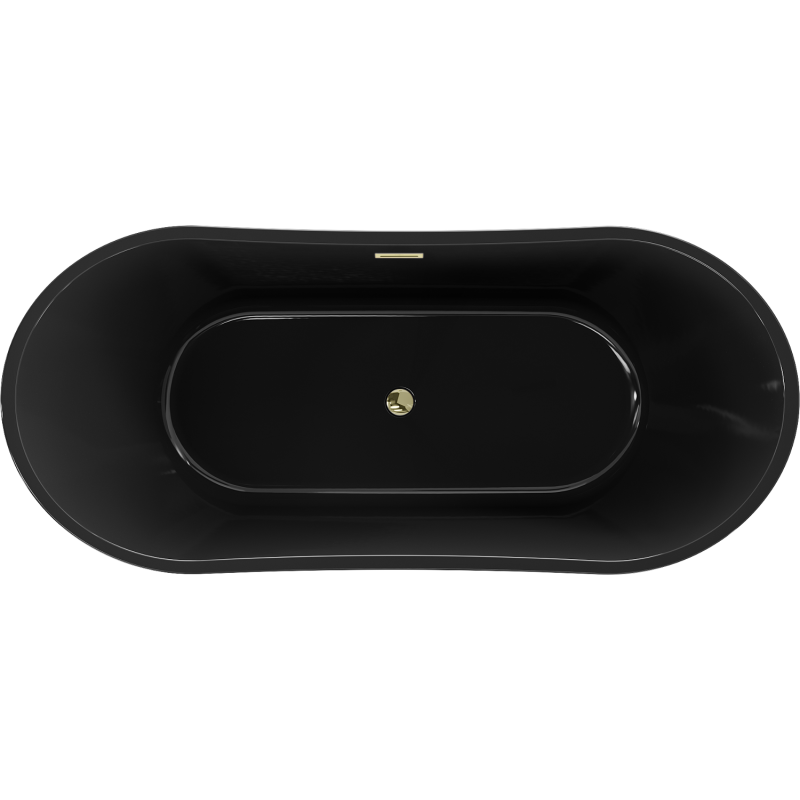 Mexen Montana voľne stojaca vaňa 170 x 80 cm, čierna, zlatý prepad - 52011708070-50