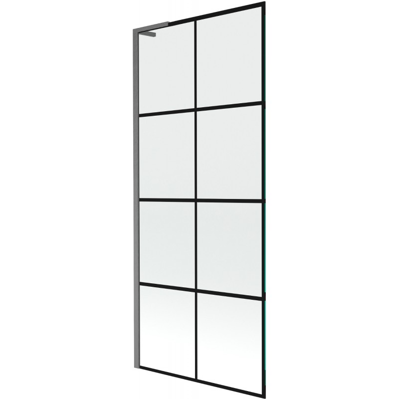 Mexen Next L vaňová zástena 1-krídlová 80 x 150 cm, čierna mriežka, kartáčovaný gun gray - 895-080-000-03-77-66