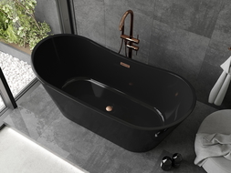 Mexen Montana voľne stojaca vaňa 170 x 80 cm, čierna, prepad brúsená meď - 52011708070-65