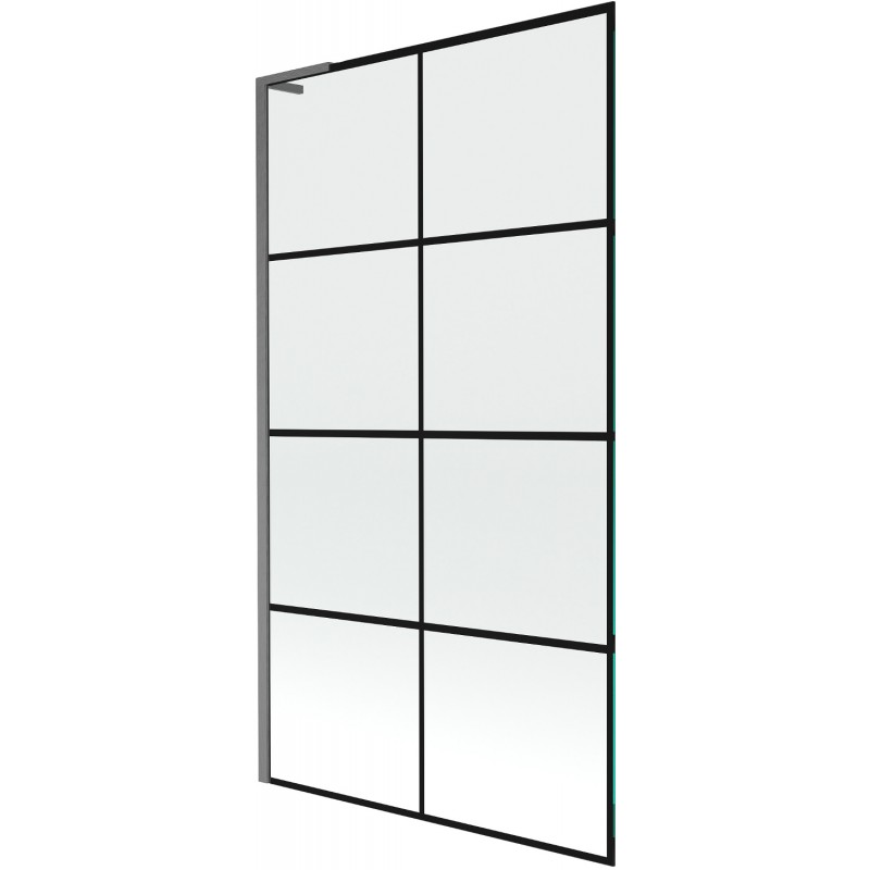 Mexen Next L paraván na vaňu 1-krídlový 100 x 150 cm, čierny vzor, kartáčovaný gun gray - 895-100-000-03-77-66
