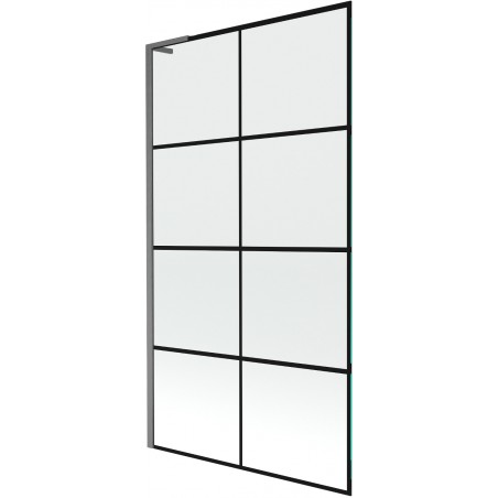 Mexen Next L vaňová zástena 1-krídlová 100 x 150 cm, čierna mriežka, kartáčovaná gun gray - 895-100-000-03-77-66