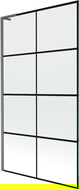 Mexen Next L paraván na vaňu 1-krídlový 100 x 150 cm, čierny vzor, kartáčovaný gun gray - 895-100-000-03-77-66