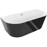 Mexen Oval voľne stojaca vaňa s prístenou 180 x 80 cm, biela/čierna, prepad zlatý - 52671808075-50