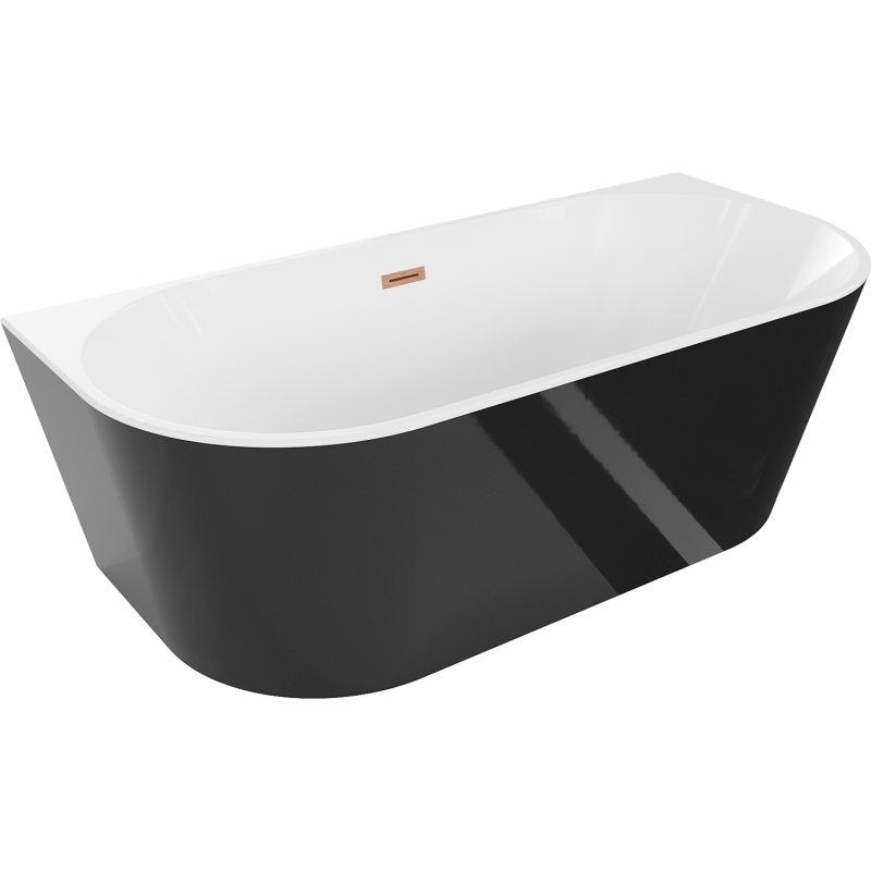 Mexen Oval vaňa voľne stojaca pri stene 180 x 80 cm, biela/čierna, prepad mosadz kartáčovaná - 52671808075-65
