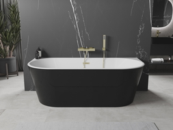 Mexen Oval voľne stojaca stena 180 x 80 cm, biela/čierna, zlatý prepad - 52671808075-50
