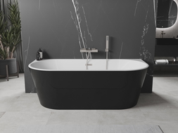 Mexen Oval vaňa voľne stojaca priemyselná 180 x 80 cm, biela/čierna, prepad nikel brúsený - 52671808075-97