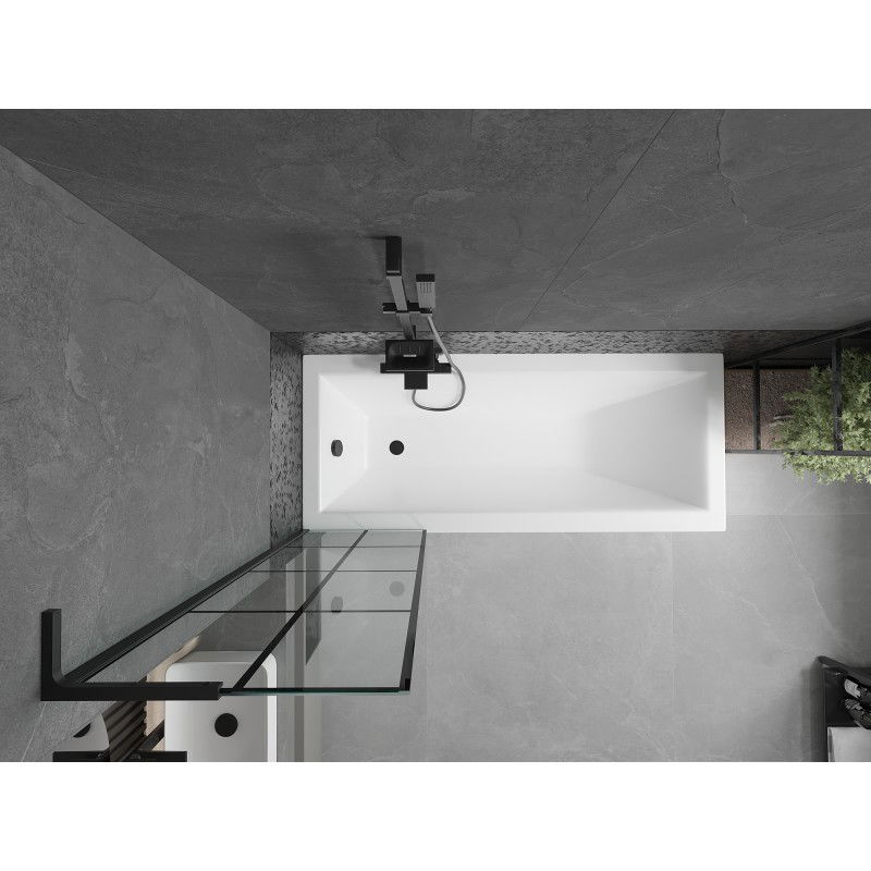 Mexen Next L vaňa zásteno 1-krídlový 50 x 150 cm, čierna mriežka, čierny - 895-050-000-03-77-70