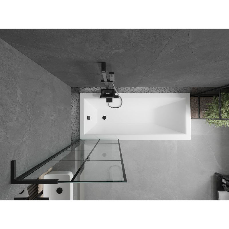 Mexen Next L vaňa zástena 1-krídlová 60 x 150 cm, čierna mriežka, čierna - 895-060-000-03-77-70