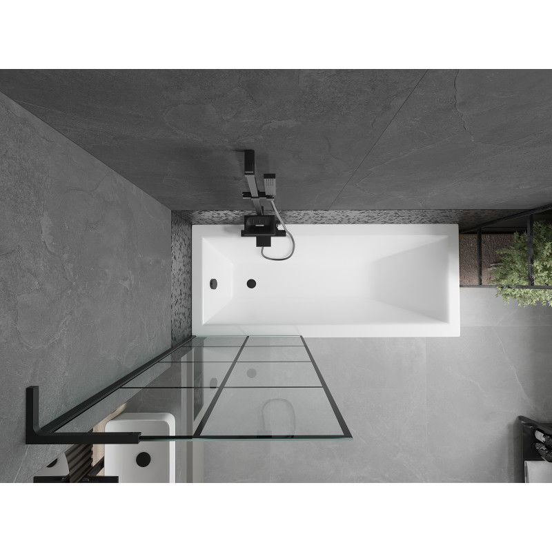 Mexen Next L vaňová zástenka 1-krídlová 70 x 150 cm, čierna mriežka, čierna - 895-070-000-03-77-70