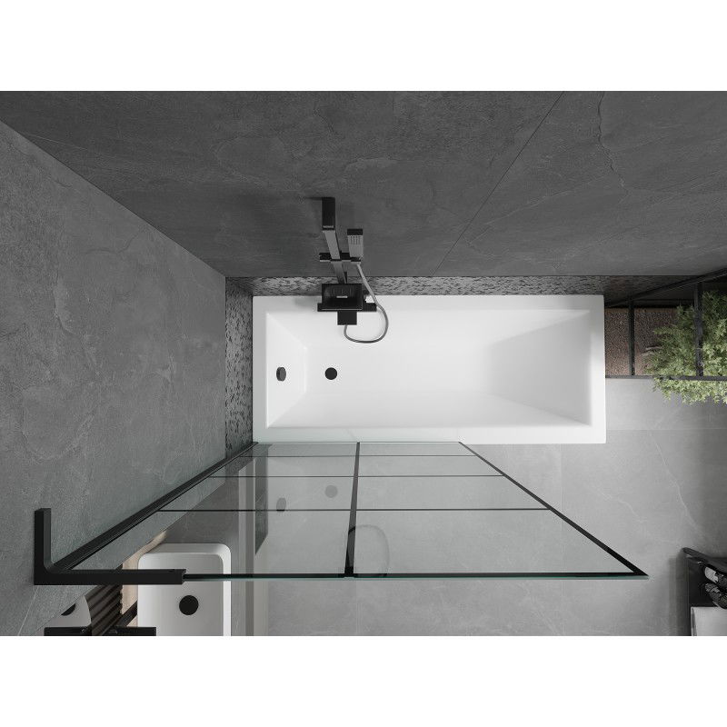 Mexen Next L vaňová zástena 1-krídlová 100 x 150 cm, čierna mriežka, čierna - 895-100-000-03-77-70