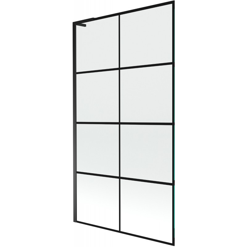 Mexen Next L vaňová zástena 1-krídlová 100 x 150 cm, čierna mriežka, čierna - 895-100-000-03-77-70