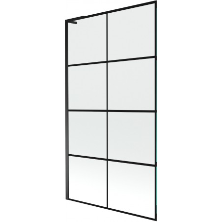 Mexen Next L vaňová zástena 1-krídlová 100 x 150 cm, čierna mriežka, čierna - 895-100-000-03-77-70