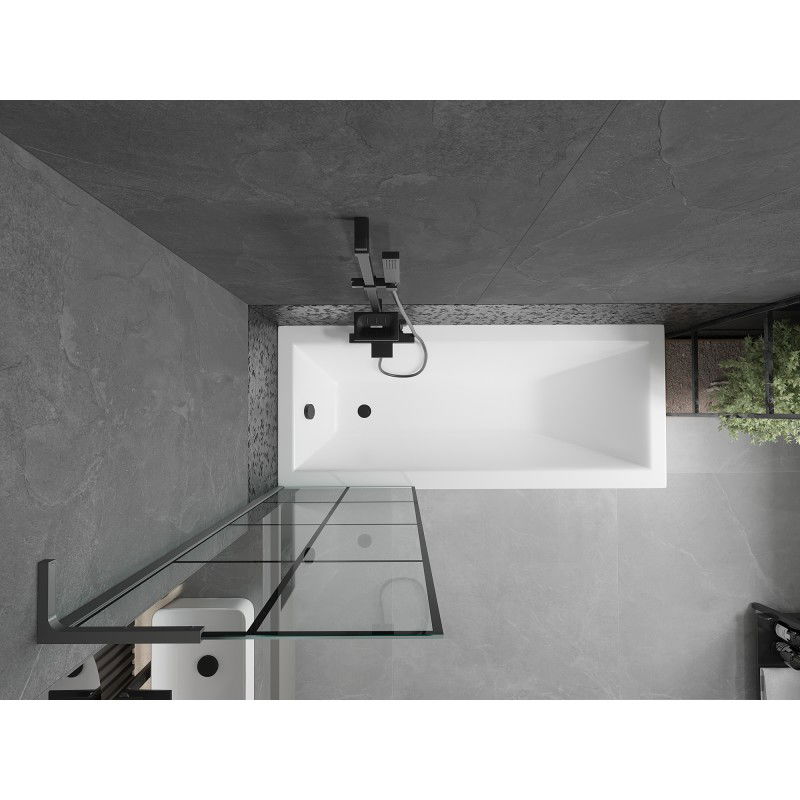 Mexen Next L vaňová zástena 1-krídlová 60 x 150 cm, čierna mriežka, gun metal - 895-060-000-03-77-95