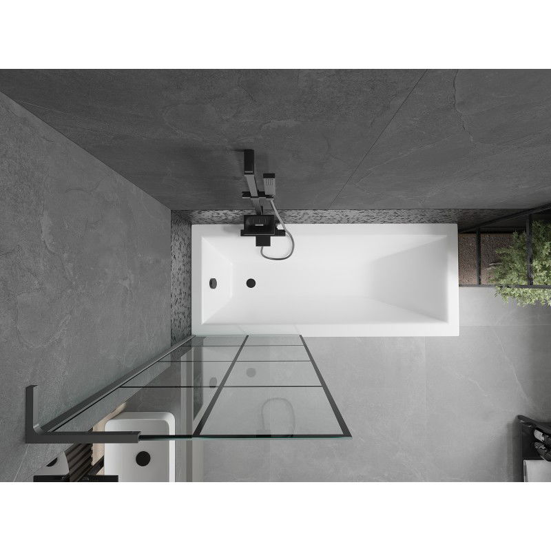 Mexen Next L vaňová zástenka 1-krídlová 70 x 150 cm, čierna mriežka, gun metal - 895-070-000-03-77-95