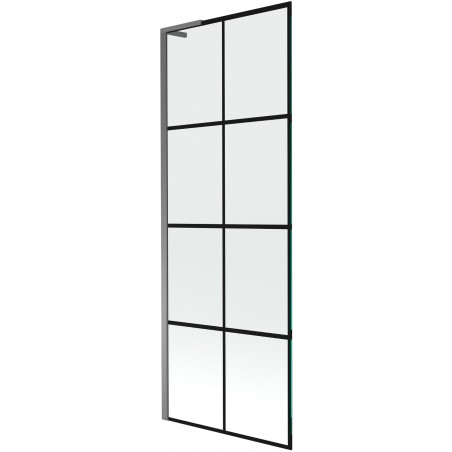 Mexen Next L vaňová zástenka 1-krídlová 70 x 150 cm, čierna mriežka, gun metal - 895-070-000-03-77-95