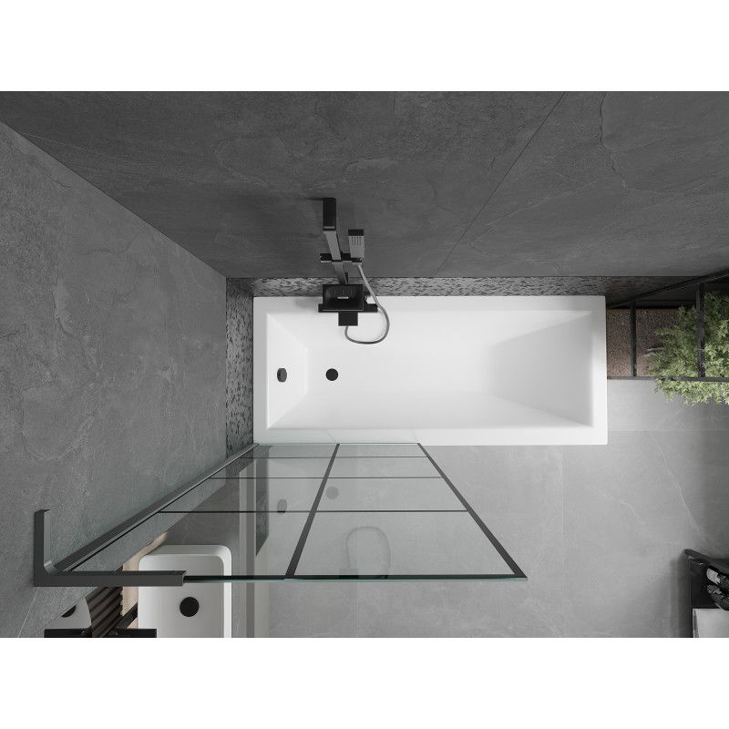 Mexen Next L vaňová zástena 1-krídlová 80 x 150 cm, čierna mriežka, gun metal - 895-080-000-03-77-95