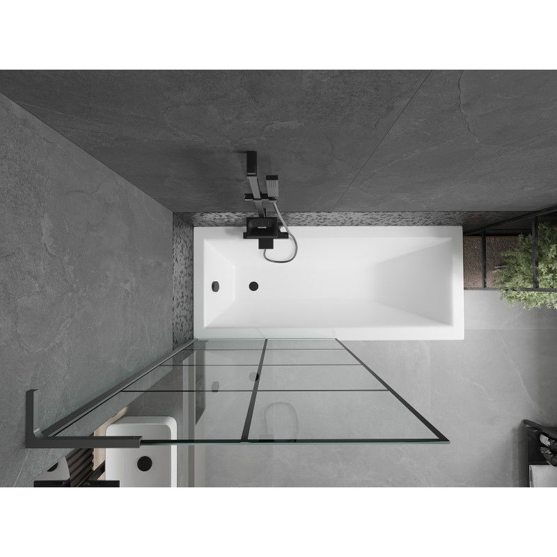 Mexen Next L vaňová zástena 1-krídlová 90 x 150 cm, čierna mriežka, gun metal - 895-090-000-03-77-95