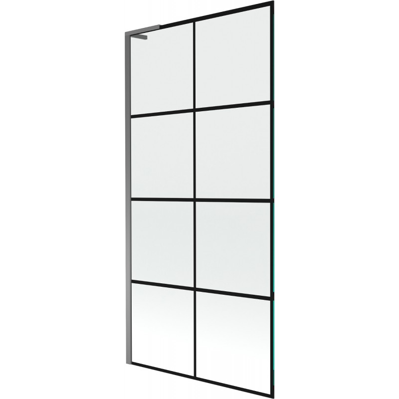 Mexen Next L vaňová zástena 1-krídlová 90 x 150 cm, čierna mriežka, gun metal - 895-090-000-03-77-95