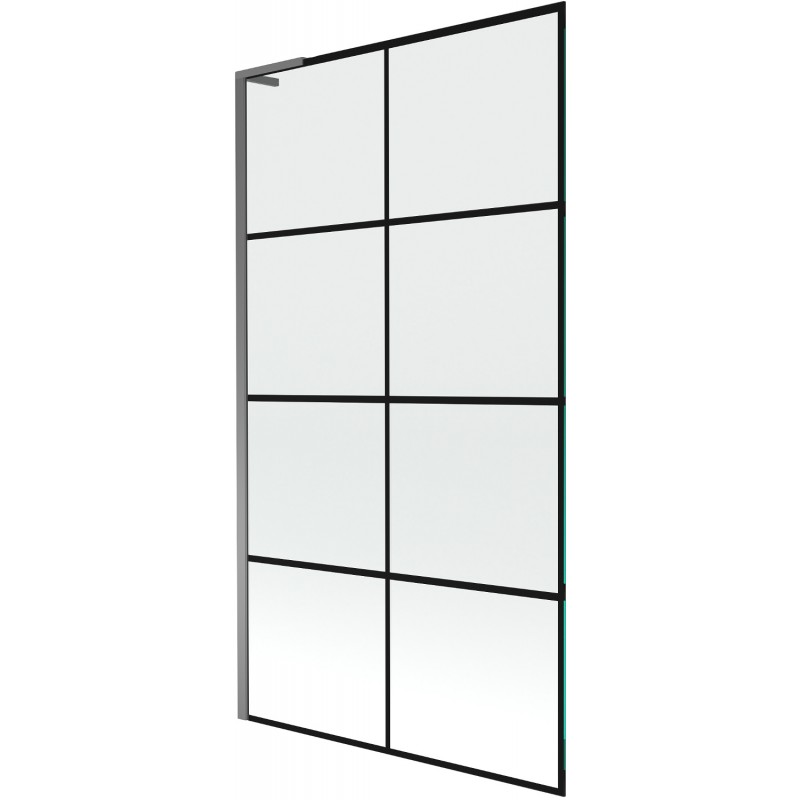 Mexen Next L paraván na vaňu 1-krídlový 100 x 150 cm, čierna mriežka, gun metal - 895-100-000-03-77-95