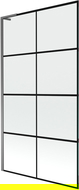 Mexen Next L paraván na vaňu 1-krídlový 100 x 150 cm, čierna mriežka, gun metal - 895-100-000-03-77-95