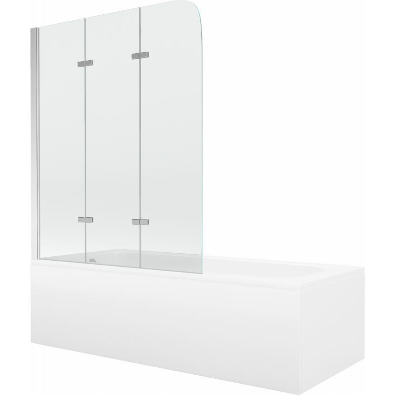Mexen Vega obdĺžniková vaňa 170 x 70 cm s obkladom a 3-krídlovým zástenom 120 cm, transparentná, chróm - 550117070X9012030100