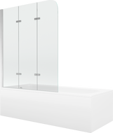 Mexen Vega Obdĺžniková vaňa 170 x 70 cm s krytom a 3-panelovou zástenou 120 cm, transparentná, chróm