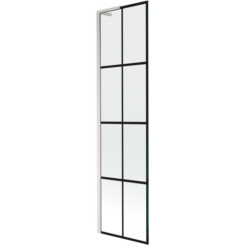 Mexen Next L 1-krídlová vaňová zástena 50 x 150 cm, čierny vzor, brúsený nikel - 895-050-000-03-77-97