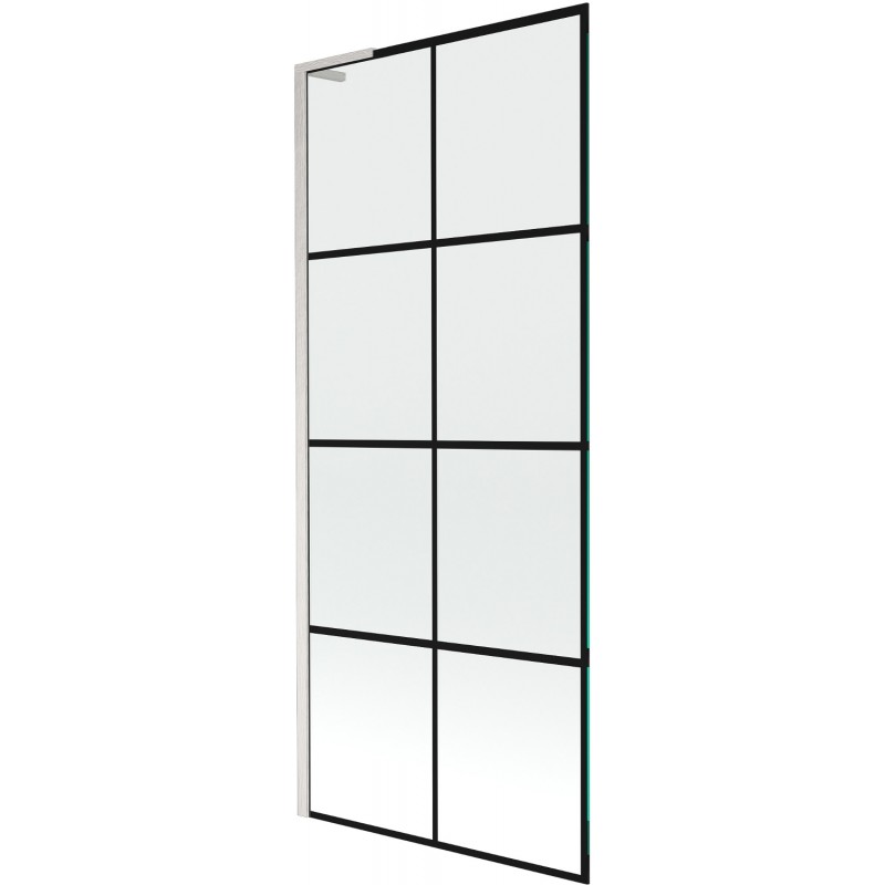 Mexen Next L vanová zástena 1-krídlová 80 x 150 cm, čierna mriežka, brúsený nikel - 895-080-000-03-77-97