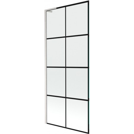 Mexen Next L vanová zástena 1-krídlová 80 x 150 cm, čierna mriežka, brúsený nikel - 895-080-000-03-77-97