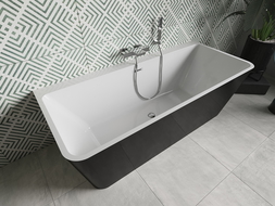 Mexen Volta voľne stojaca vaňa pri stene 170 x 75 cm, biela/čierna, preliv chróm - 51131707575-01