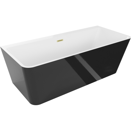 Mexen Volta voľne stojaca pri stene vaňa 150 x 75 cm, biela/čierna, prepad zlatý brúsený - 51131507575-55