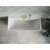 Mexen Volta voľne stojaca nástenná vaňa 150 x 75 cm, biela/čierna, preliv zlatý brúsený - 51131507575-55
