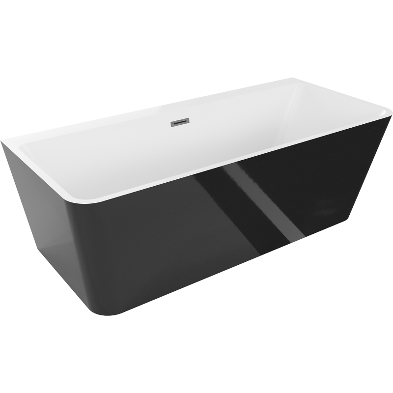 Mexen Volta voľne stojaca nástenná vaňa 170 x 75 cm, biela/čierna, odtok gun gray brúsený - 51131707575-66