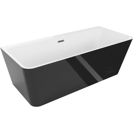 Mexen Volta voľne stojaca nástenná vaňa 170 x 75 cm, biela/čierna, odtok gun gray brúsený - 51131707575-66