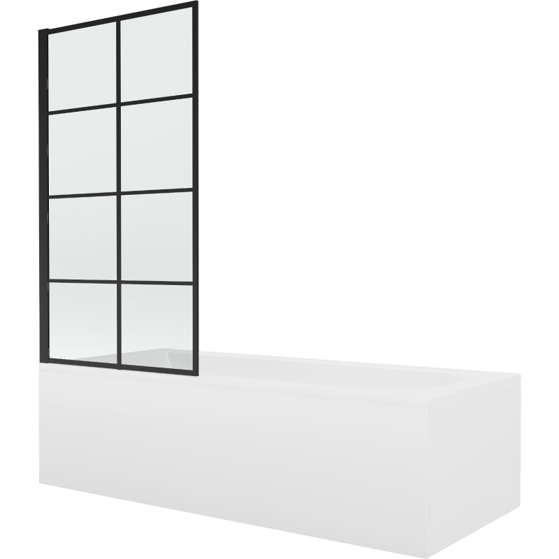 Mexen Vega obdĺžniková vaňa 170 x 70 cm s obložením a 1-krídlovou zástennou 70 cm, čierny vzor fix