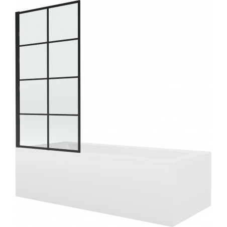 Mexen Vega obdĺžniková vaňa 170 x 70 cm s obložením a 1-krídlovou zástennou 70 cm, čierny vzor fix