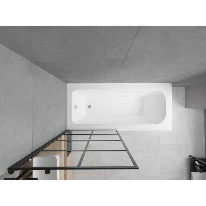 Mexen Vega obdĺžniková vaňa 170 x 70 cm s obložením a 1-krídlovou zástennou 70 cm, čierny vzor fix