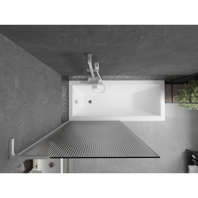 Mexen Next L vaňová zástena 1-krídlová 90 x 150 cm, prúžky, biela - 895-090-000-03-09-20