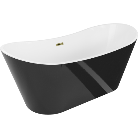 Mexen Montana voľne stojaca vaňa 180 x 90 cm, biela/čierna, prepad zlatý - 52011809075-50