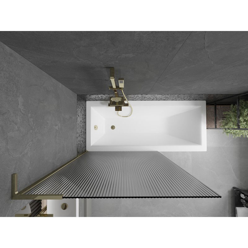 Mexen Next L vanová sprcha 1-krídlová 100 x 150 cm, prúžky, zlatá - 895-100-000-03-09-50