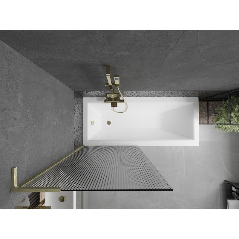 Mexen Next L vaňová zástená 1-krídlová 80 x 150 cm, pruhovaná, zlatá kartáčovaná - 895-080-000-03-09-55