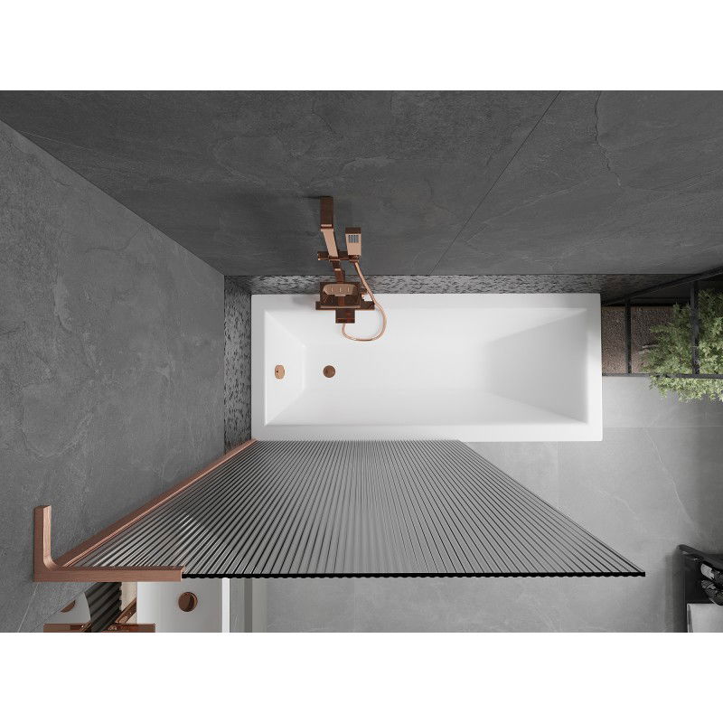 Mexen Next L paraván na vaňu 1-krídlový 100 x 150 cm, prúžky, brúsená meď - 895-100-000-03-09-65