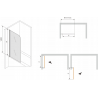 Mexen Vega obdĺžniková vaňa 180 x 80 cm s panelom a 1-krídlovou zástěnou 70 cm, transparentná, čierna