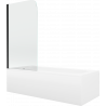 Mexen Vega obdĺžniková vaňa 180 x 80 cm s panelom a 1-krídlovou zástěnou 70 cm, transparentná, čierna